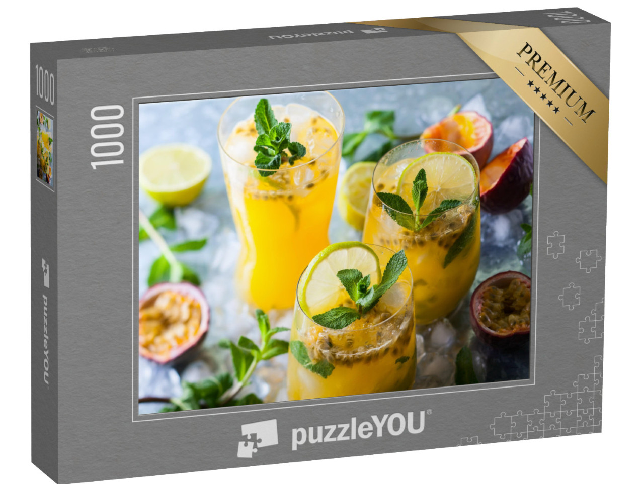 Puzzle 1000 Teile „Frischer Saft der Passionsfrucht mit Limette und Minze“