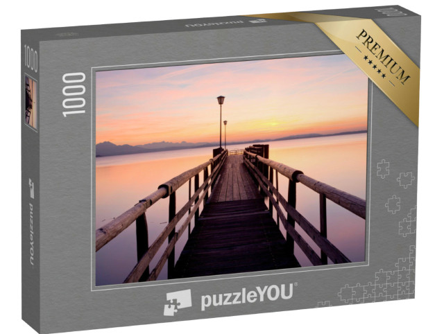 Puzzle 1000 Teile „Dock im Abendlicht bei Chieming am Chiemsee, Deutschland“