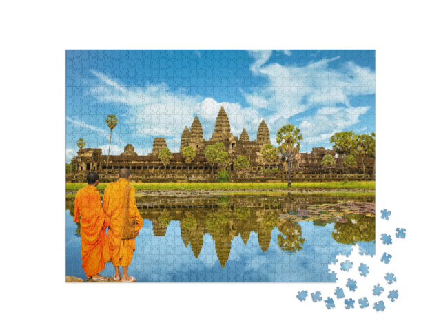 Puzzle 1000 Teile „Angkor Wat: Tempelanlage und größtes religiöses Monument der Welt, Kambodscha“