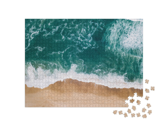 Puzzle 1000 Teile „Strand am Atlantik bei Seignosse, Luftaufnahme, Frankreich“