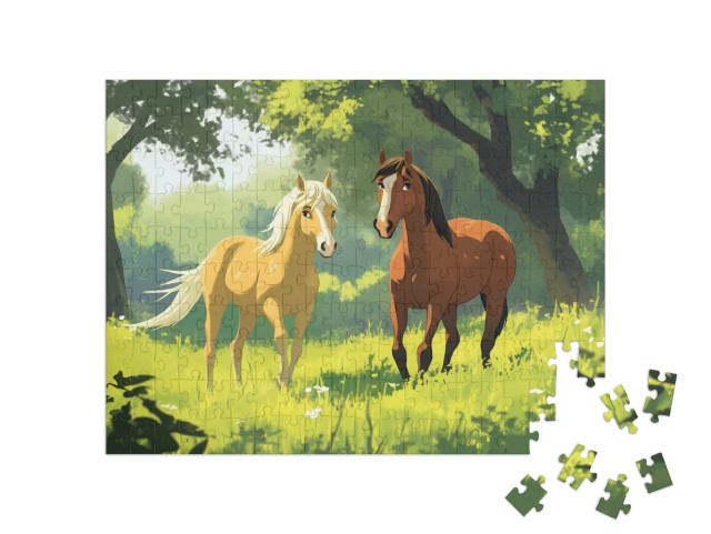 Puzzle 200 Teile „Das verborgene Pferdeparadies“