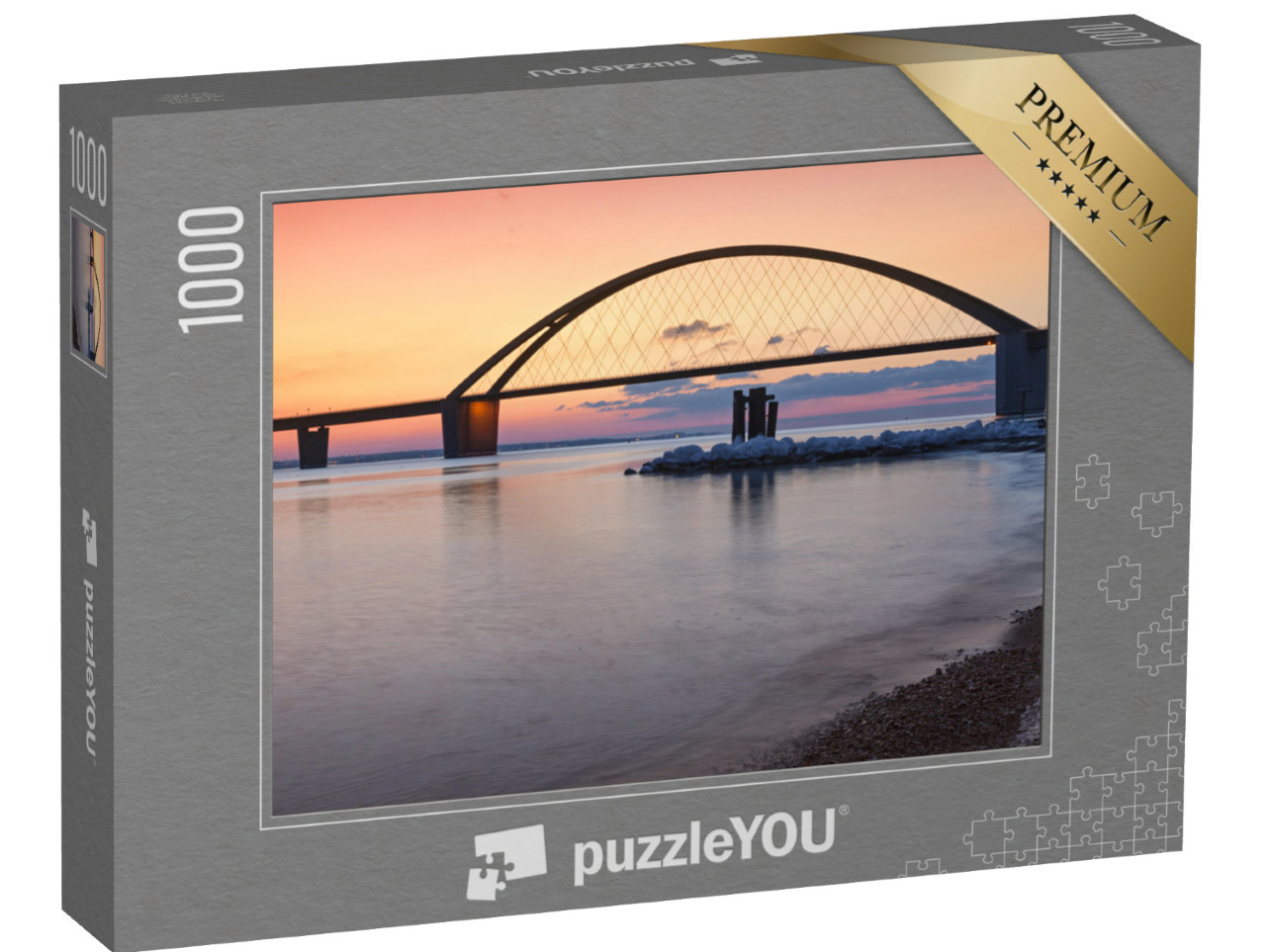 Puzzle 1000 Teile „Fehmarnsundbrücke im schönen Sonnenuntergang“