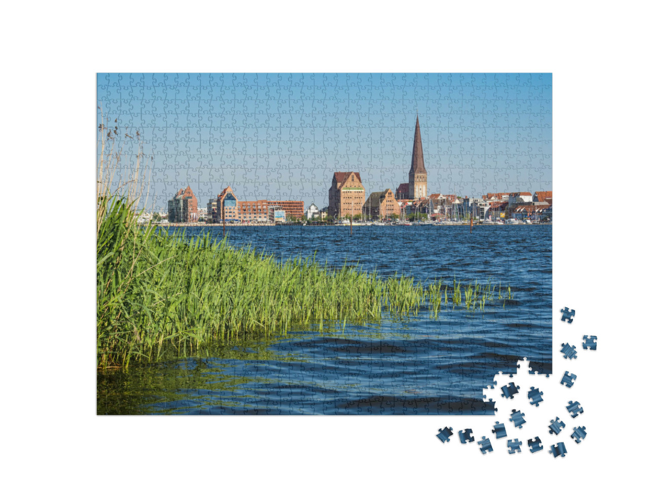 Puzzle 1000 Teile „Blick auf Rostock mit Warnow, Deutschland“