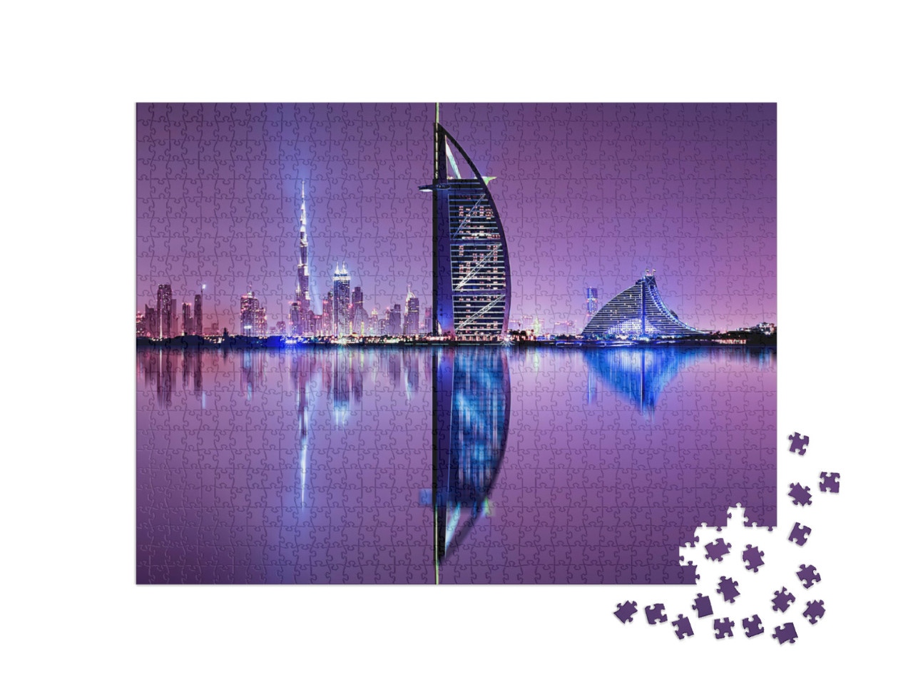 Puzzle 1000 Teile „Skyline von Dubai bei Nacht“