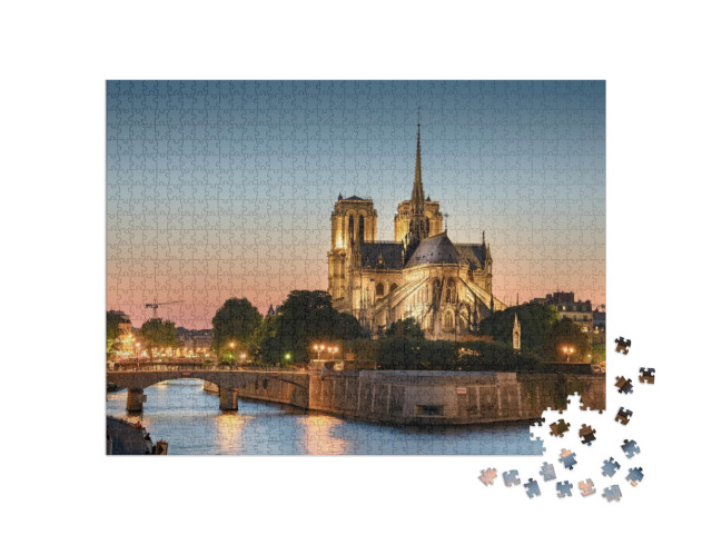 Puzzle 1000 Teile „Wunderschön beleuchtet: Notre Dame de Paris“