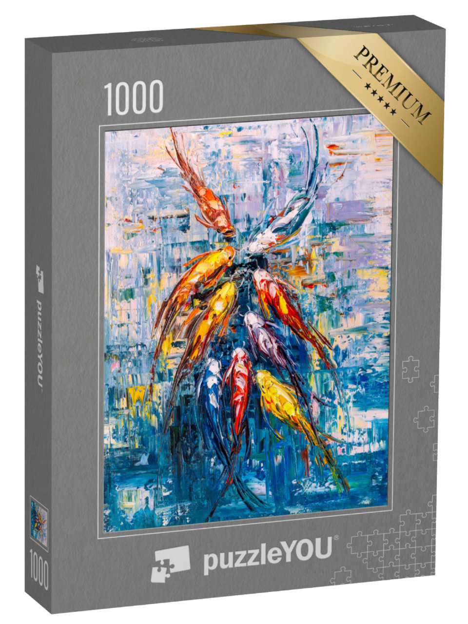 Puzzle 1000 Teile „Ölgemälde: Koi-Karpfen“