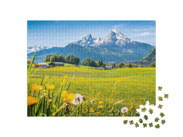 Puzzle 1000 Teile „Idyllische Landschaft in den Alpen, Berchtesgadener Land,  Deutschland“