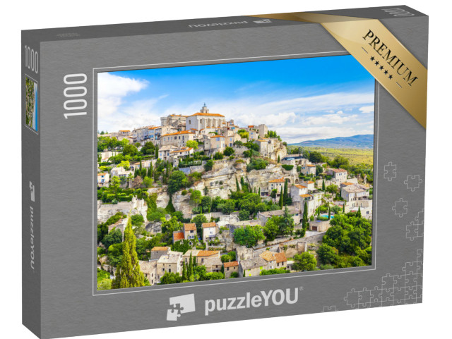 Puzzle 1000 Teile „Mittelalterliche Stadt: Ansicht von Gordes, Provence, Frankreich“