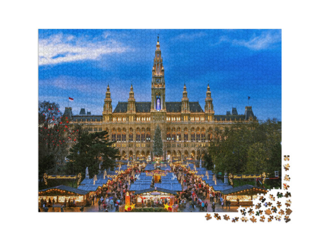 Puzzle 2000 Teile „Weihnachtsmarkt in Wien, winterliches Motiv“