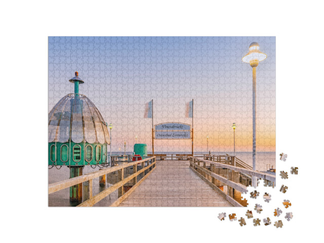 Puzzle 1000 Teile „Vineta-Brücke Ostseebad Zinnowitz und Taucherglocke auf Usedom, Deutschland“