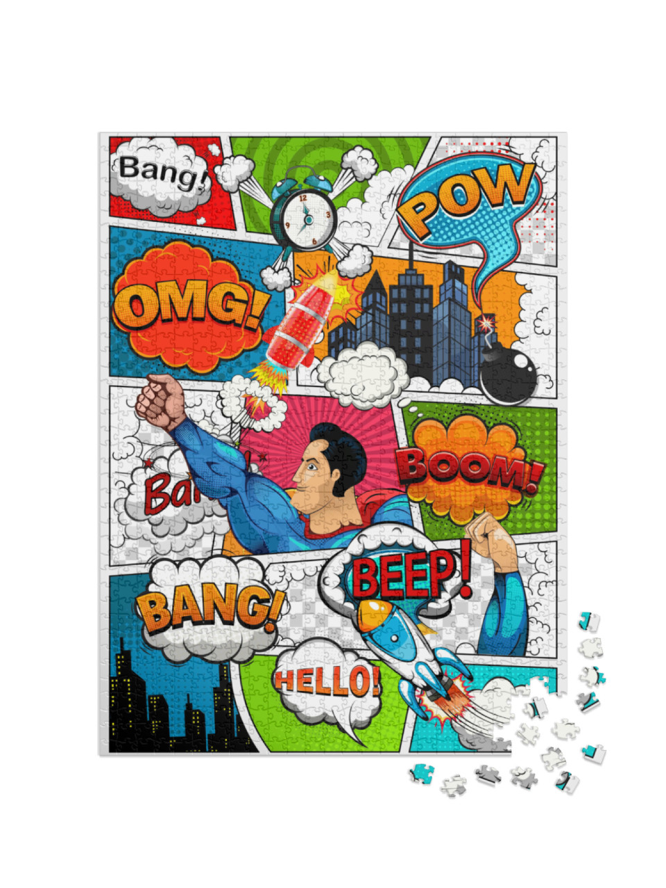 Puzzle 1000 Teile „Comic-Seite geteilt durch Linien mit Sprechblasen“