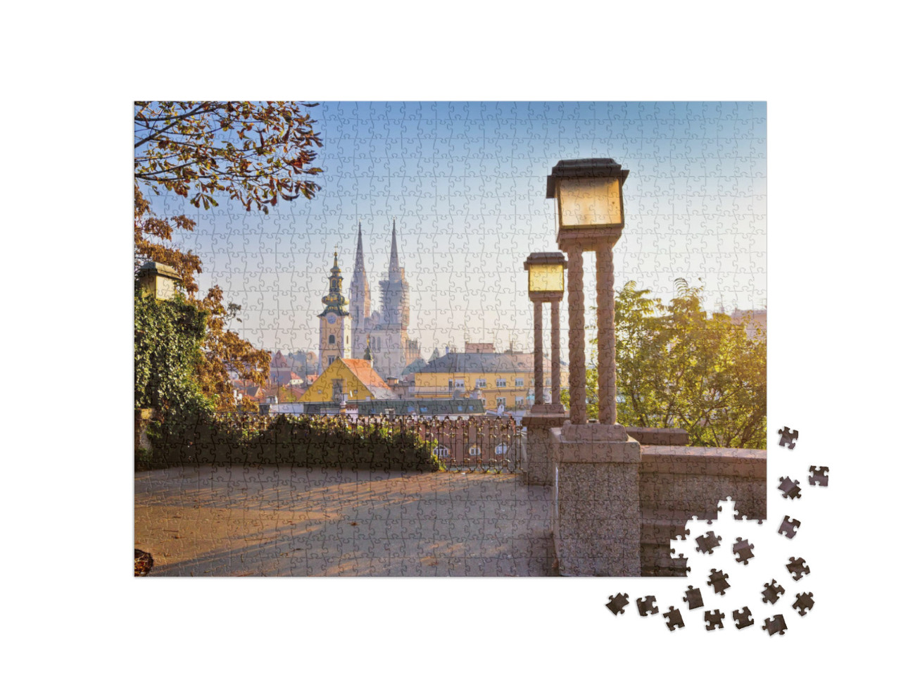 Puzzle 1000 Teile „Türme von Zagreb bei Sonnenaufgang, Kroatien“