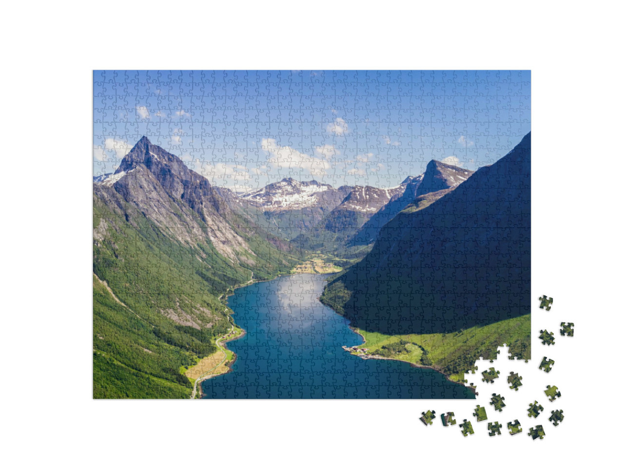 Puzzle 1000 Teile „Panoramablick auf den Geirangerfjord, Norwegen“