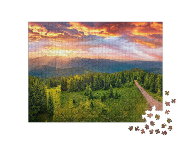 Puzzle 1000 Teile „Yahidna Berg im ersten Sonnenlicht, Karpaten“