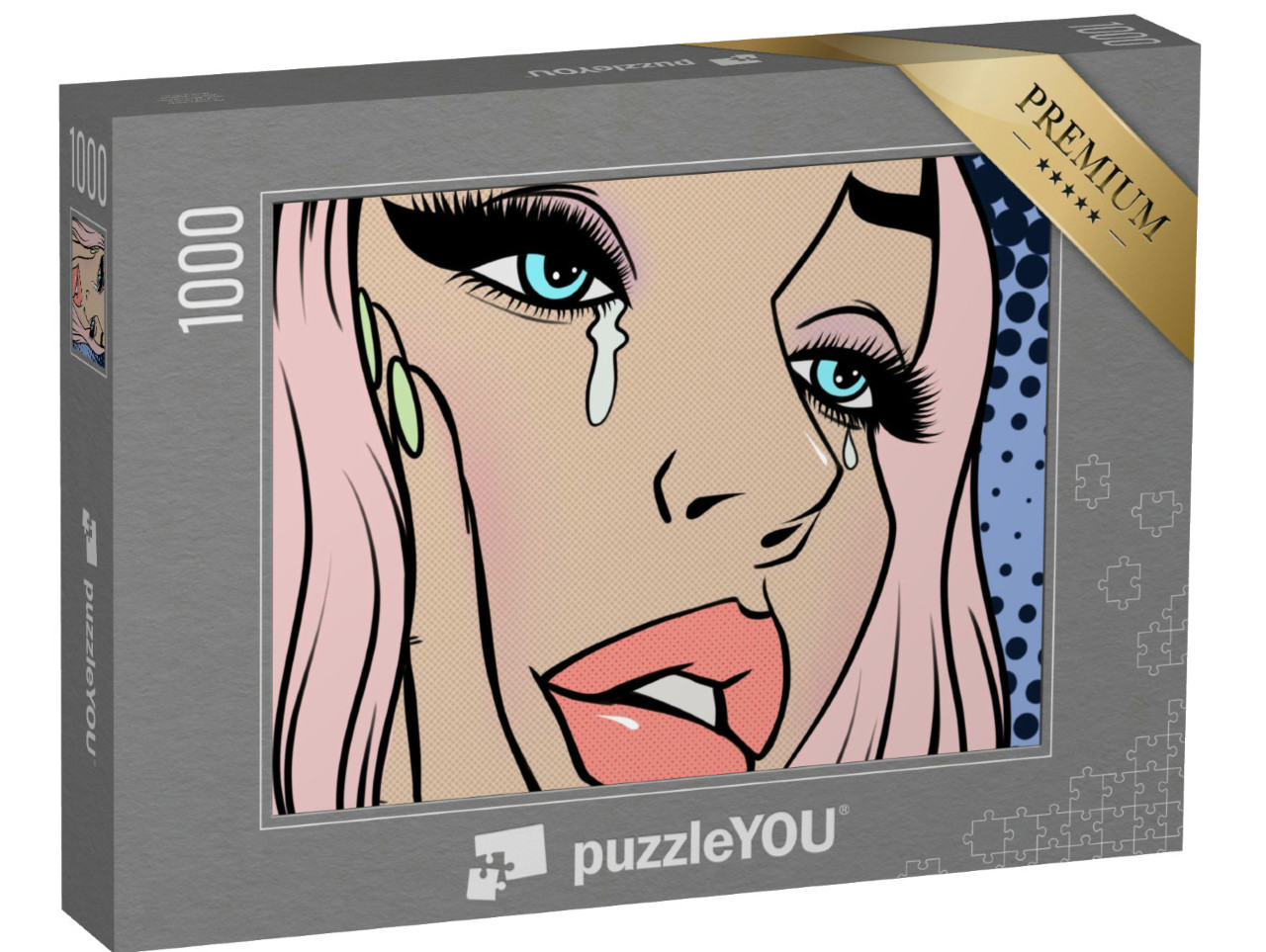 Puzzle 1000 Teile „Das Mädchen mit den rosa Haaren weint“