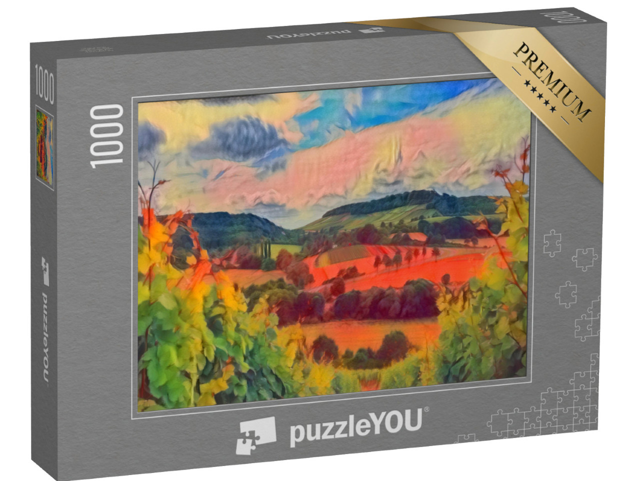 Puzzle 1000 Teile „im Kunst-Stil von Franz Marc - Weinberge bei Heilbronn, Deutschland - Puzzle-Kollektion Künstler & Gemälde“