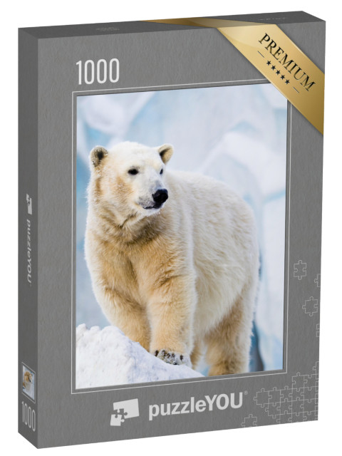 Puzzle 1000 Teile „Junger Eisbär auf dem Eisblock stehend“