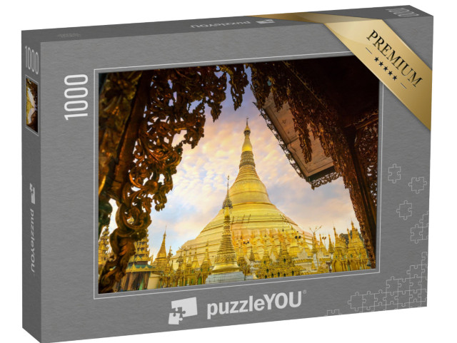 Puzzle 1000 Teile „Mit goldenem Licht überflutete Shwedagon-Pagode in Yangon, Myanmar“