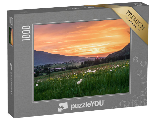 Puzzle 1000 Teile „Sonnenuntergang über Inzell in den Chiemgauer Alpen“