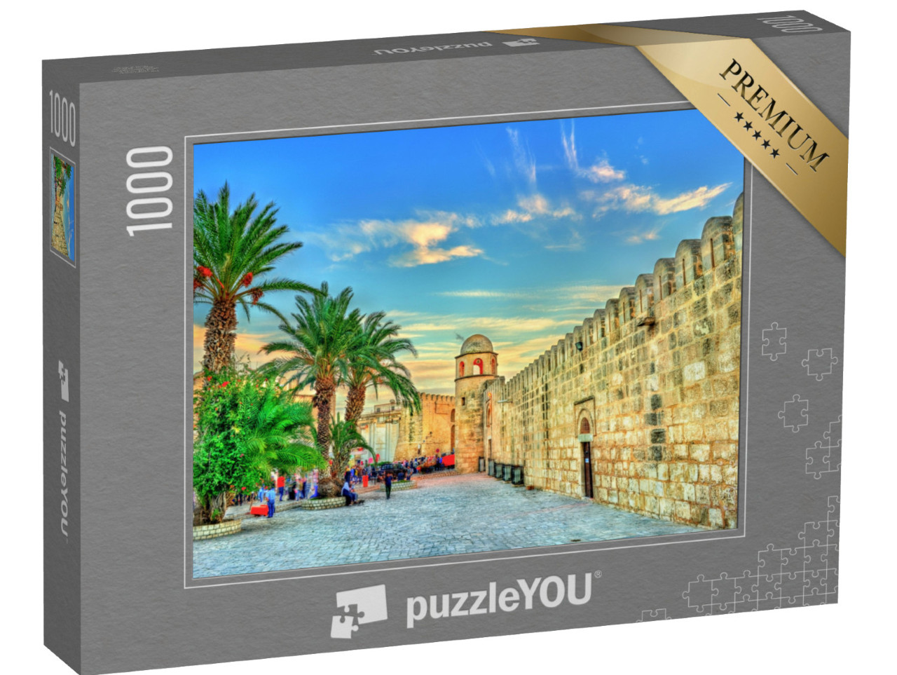 Puzzle 1000 Teile „Mauern und Minarett der Großen Moschee von Sousse, UNESCO-Weltkulturerbe, Tunesien“