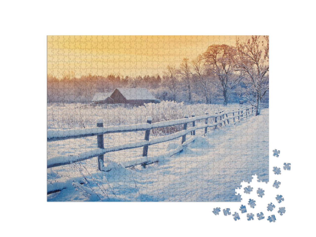 Puzzle 1000 Teile „Winterlandschaft im frostigen Sonnenaufgang“