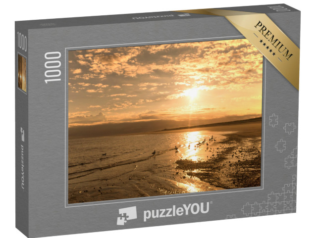 Puzzle 1000 Teile „Sonnenuntergang an einem Dünenstrand auf der Nordseeinsel Langeoog, Deutschland“