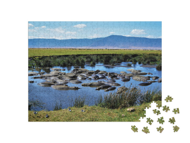 Puzzle 500 Teile „Nilpferdbecken, Ngorongoro-Krater, Tansania“