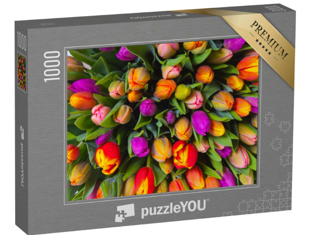 Puzzle 1000 Teile „Strauß mehrfarbiger frischer Tulpen“
