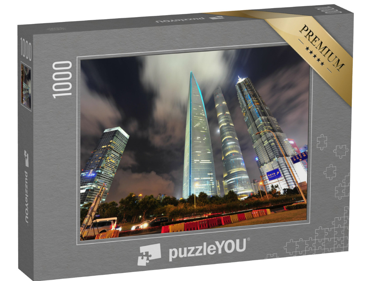 Puzzle 1000 Teile „Nachtansicht des Finanzzentrums Lujiazui in Shanghai, China“