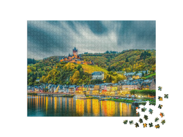 Puzzle 1000 Teile „Reichsburg und Stadt Cochem an der romantischen Mosel“