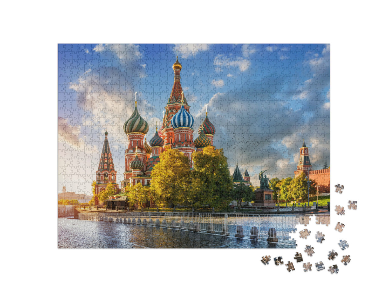 Puzzle 1000 Teile „Herbstmorgen an der Basilius-Kathedrale auf dem Roten Platz in Moskau“