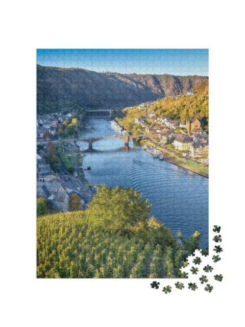 Puzzle 1000 Teile „Moseltal bei der Stadt Cochem, Weinberge, Deutschland“