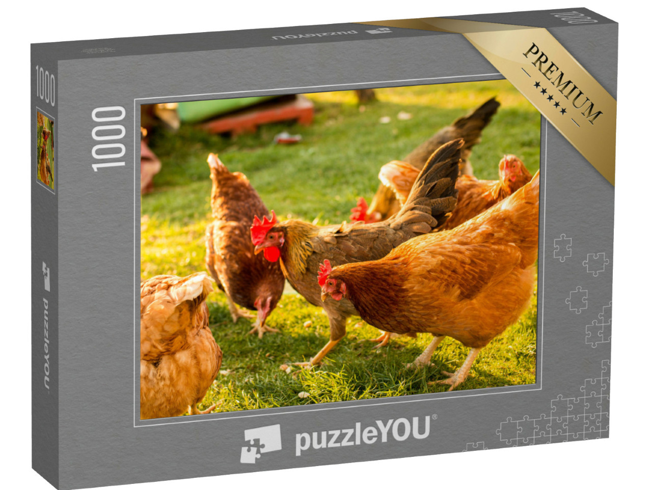 Puzzle 1000 Teile „Freilaufende Hühner auf einem Bauernhof“