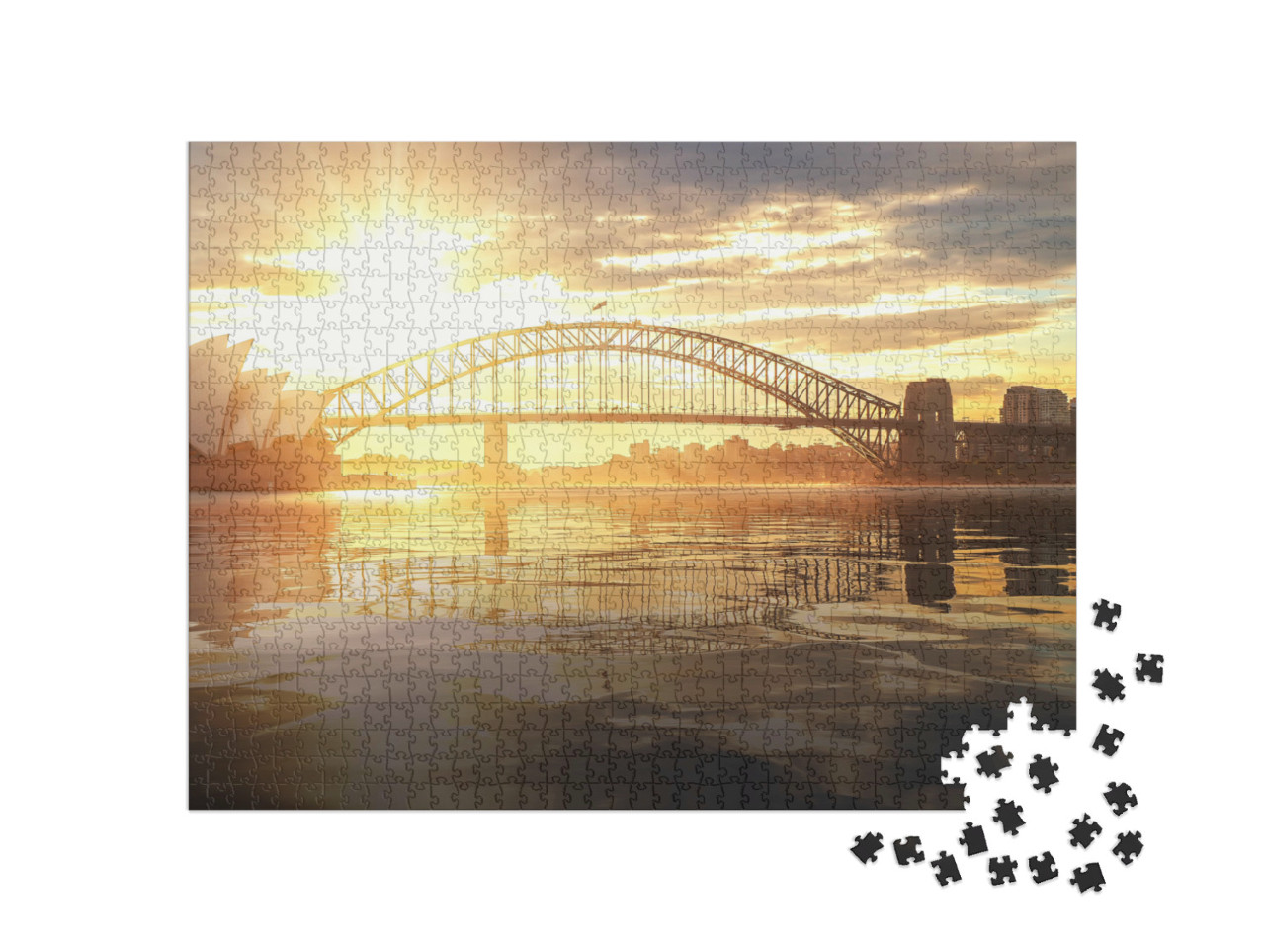 Puzzle 1000 Teile „Oper von Sydney mit Harbour Bridge im Sonnenuntergang, Australien“