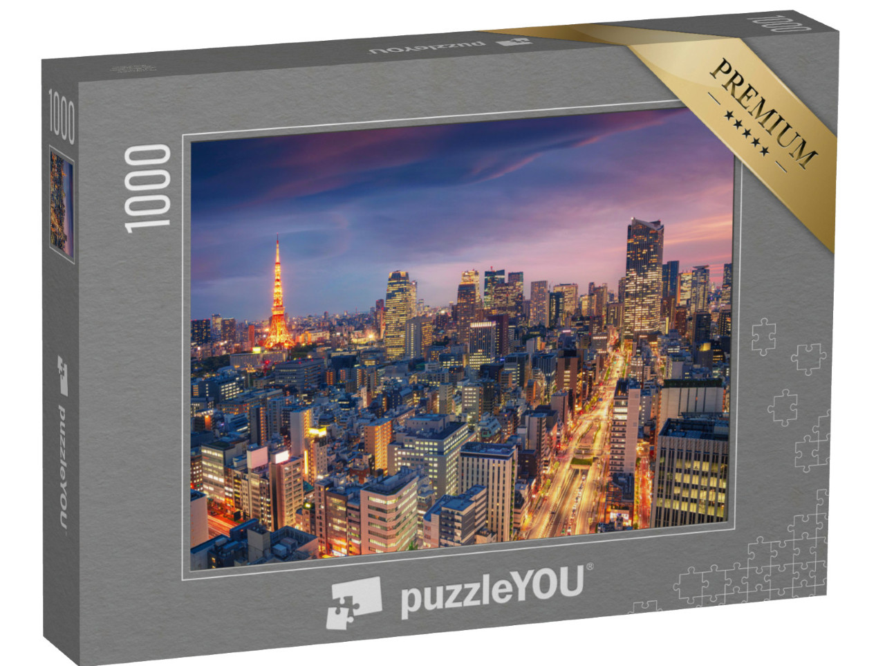 Puzzle 1000 Teile „Abenddämmerung über dem erleuchteten Tokio“