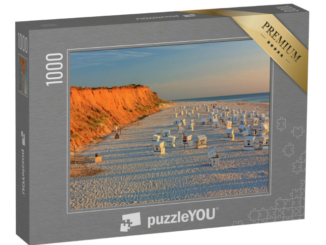 Puzzle 1000 Teile „Strand mit Strandkörben am Roten Kliff, Sylt, Schleswig-Holstein, Deutschland“