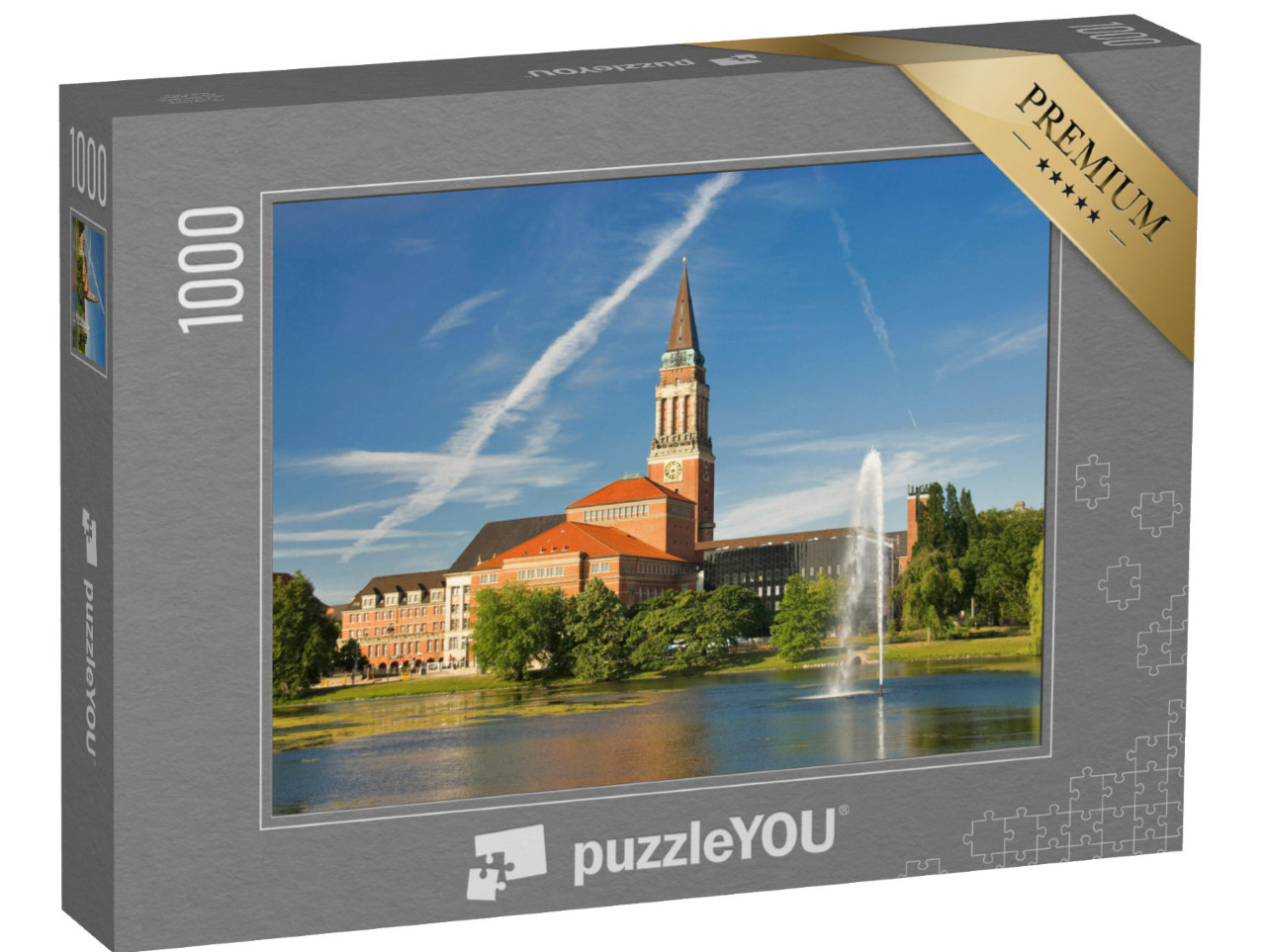 Puzzle 1000 Teile „Landeshauptstadt Kiel mit Rathausturm und Opernhaus“