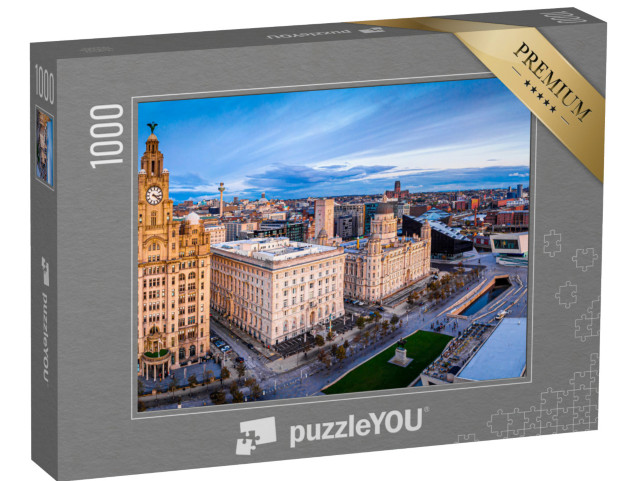 Puzzle 1000 Teile „Luftaufnahme der Stadt Liverpool, England“