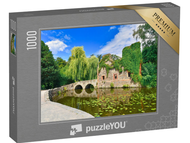 Puzzle 1000 Teile „Alte Kirchenruine im Stadtpark Schöntal, Aschaffenburg, Deutschland“