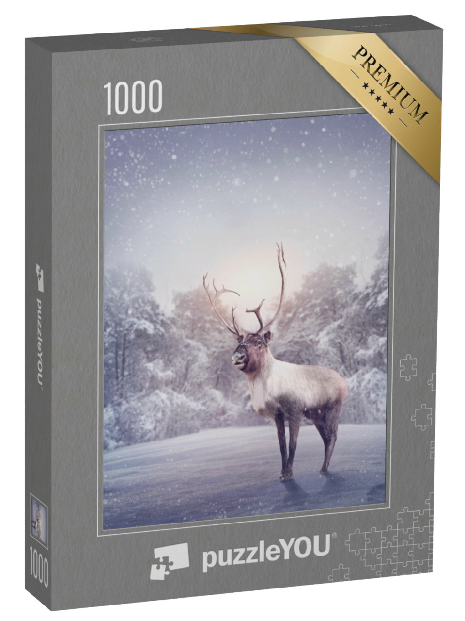 Puzzle 1000 Teile „Rentier im Schnee“