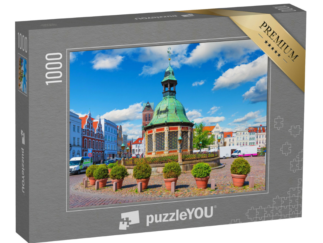 Puzzle 1000 Teile „Marktplatz in der Altstadt von Wismar, Deutschland“