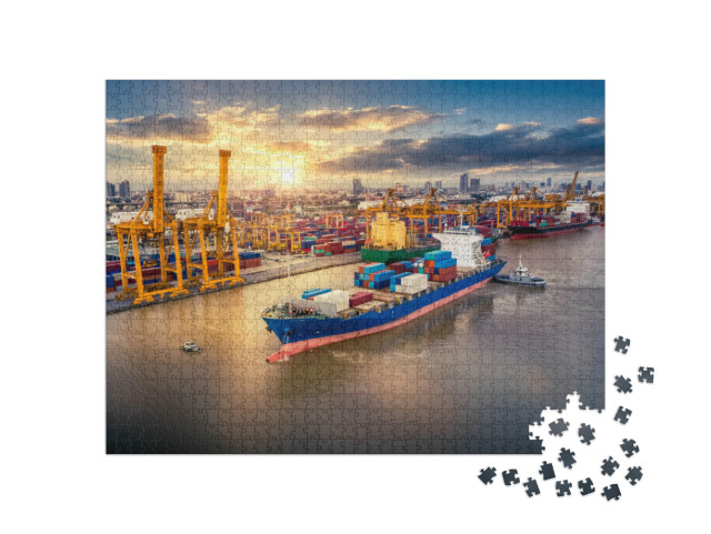 Puzzle 1000 Teile „Logistik und Transport am Containerhafen“