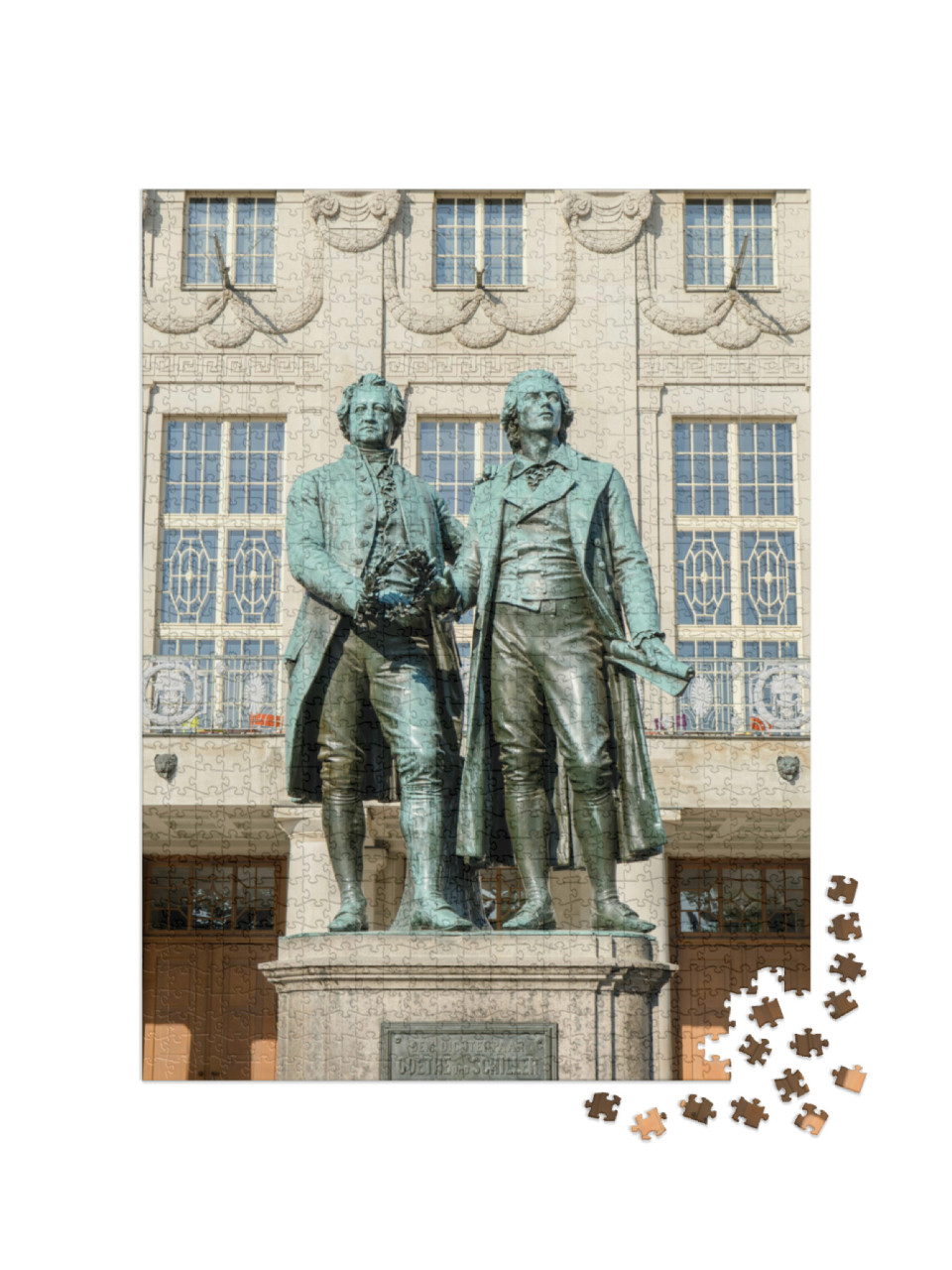 Puzzle 1000 Teile „Denkmal für Goethe und Schiller vor dem Nationaltheater in Weimar“