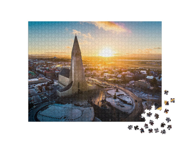 Puzzle 1000 Teile „Kirche Hallgrimskirkja in Reykjavik, Island“