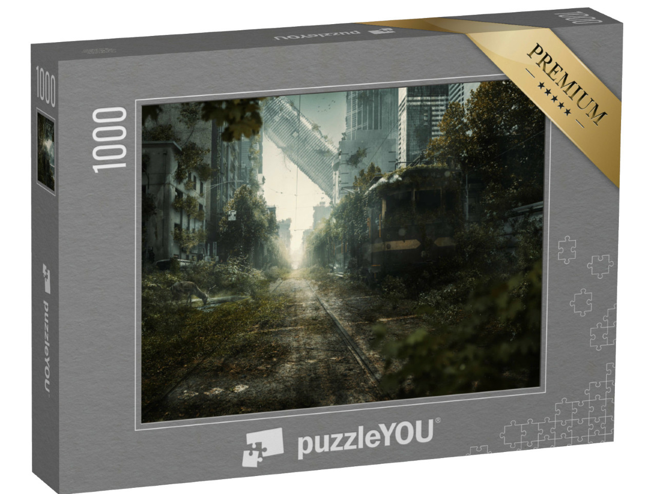 Puzzle 1000 Teile „Apokalyptische Stadtszene mit verlorenen Wolkenkratzern“