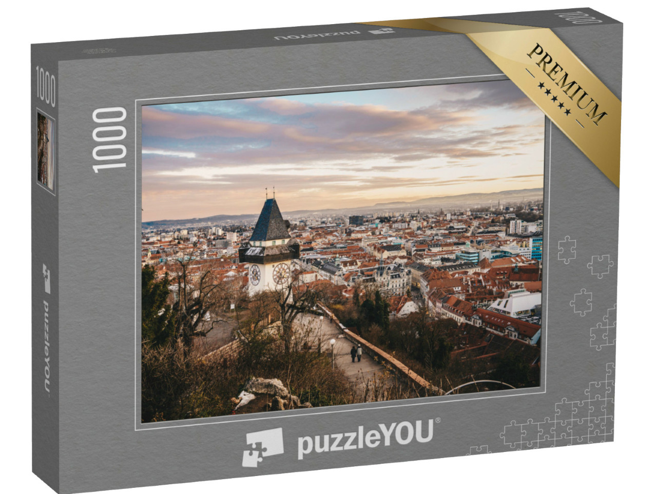Puzzle 1000 Teile „Österreich von oben: Sonnenuntergang in Graz“