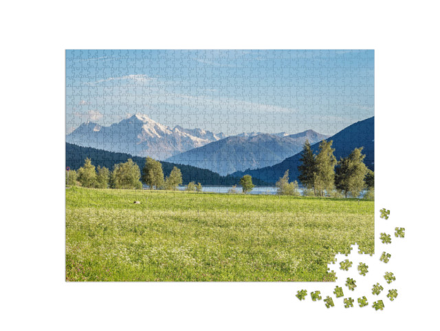 Puzzle 1000 Teile „Italien, Südtirol, Vinschgau, Reschensee“