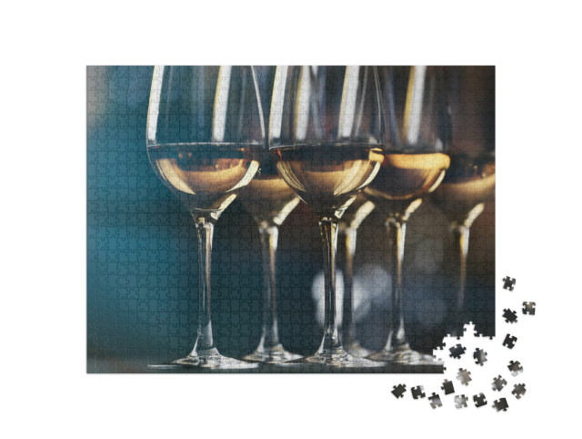 Puzzle 1000 Teile „Gläser mit Weißwein  “
