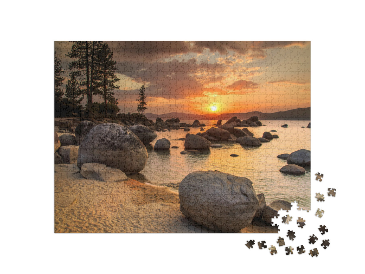 Puzzle 1000 Teile „Lake Tahoe bei Sonnenuntergang“