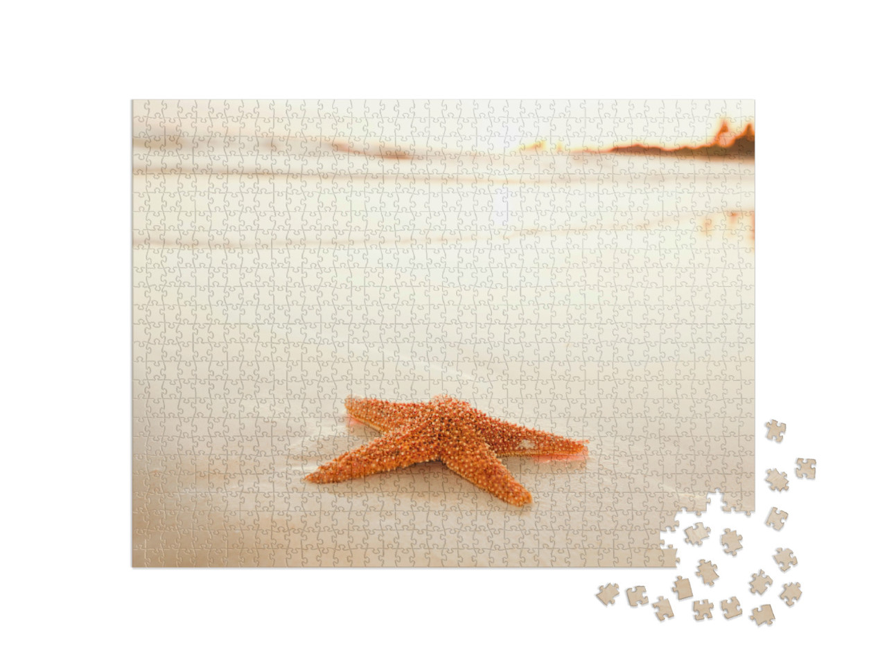 Puzzle 1000 Teile „Seestern am Strand im Sonnenaufgang“